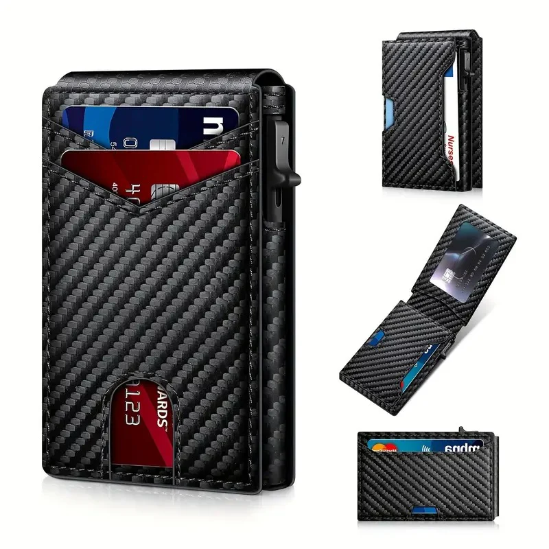🔥Slim Pop-Up RFID Wallet for Men –1ID Window, Pop-Up Card Holder,Money Clip