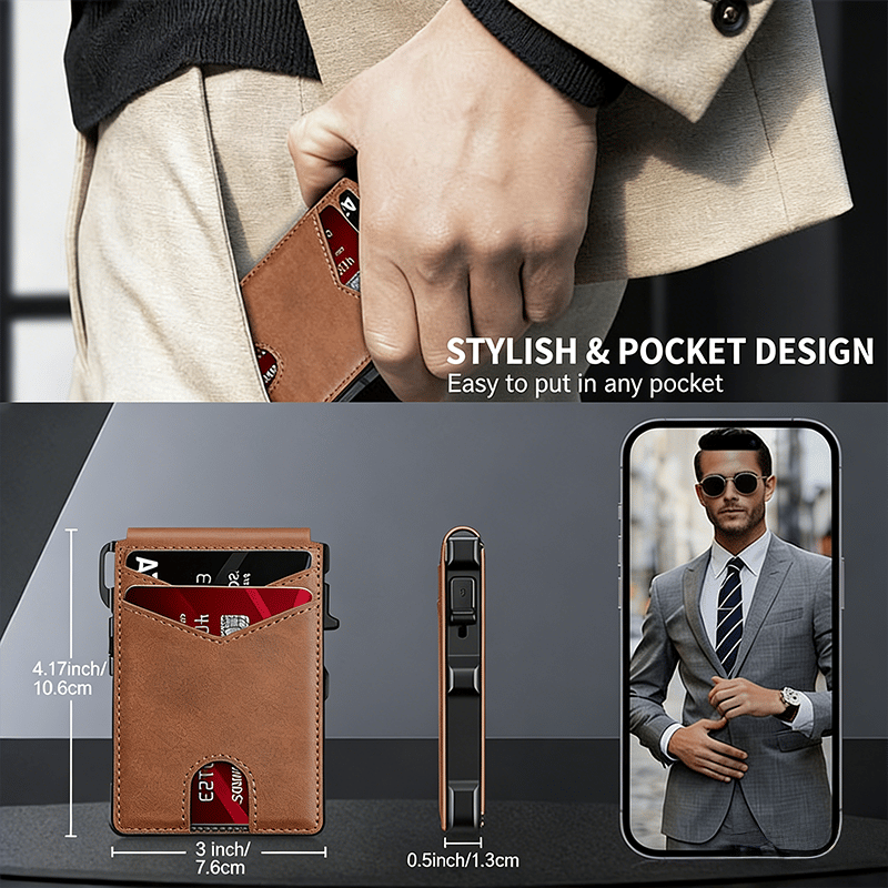 🔥Slim Pop-Up RFID Wallet for Men –1ID Window, Pop-Up Card Holder,Money Clip